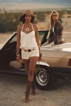 Annabel Ivory Sequin Halter Top
