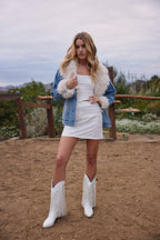 Brie White Sequin Mini Skirt