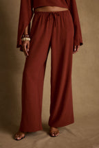 Clear Breeze Rust Linen Pants