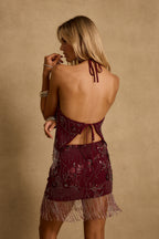 Capri Mulberry Beaded Halter Top