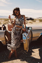 Celia Zebra Cowl Neck Tank