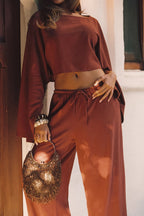 Clear Breeze Rust Linen Pants