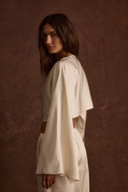 Clear Breeze Cream Satin Top