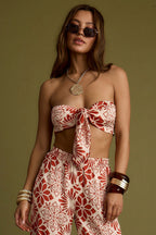 Cubana Rust Satin Bandeau Top