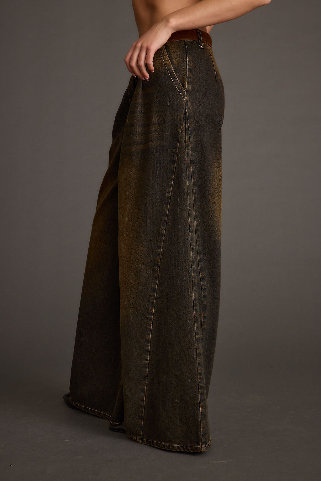 Dakota Washed Black Wide Leg Jeans