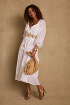 Danika White Linen Maxi Dress