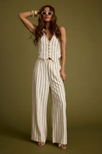 Diane White Striped Vest