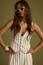 Diane White Striped Vest