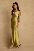 Dolce Chartreuse Satin Maxi Dress
