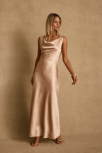Dolce Champagne Satin Maxi Dress