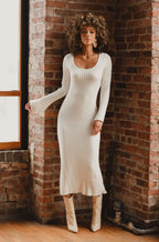 Gwyneth White Sweater Midi Dress