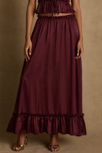 Dahlia Mulberry Satin Maxi Skirt