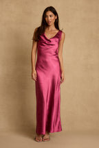Dolce Fuchsia Satin Maxi Dress