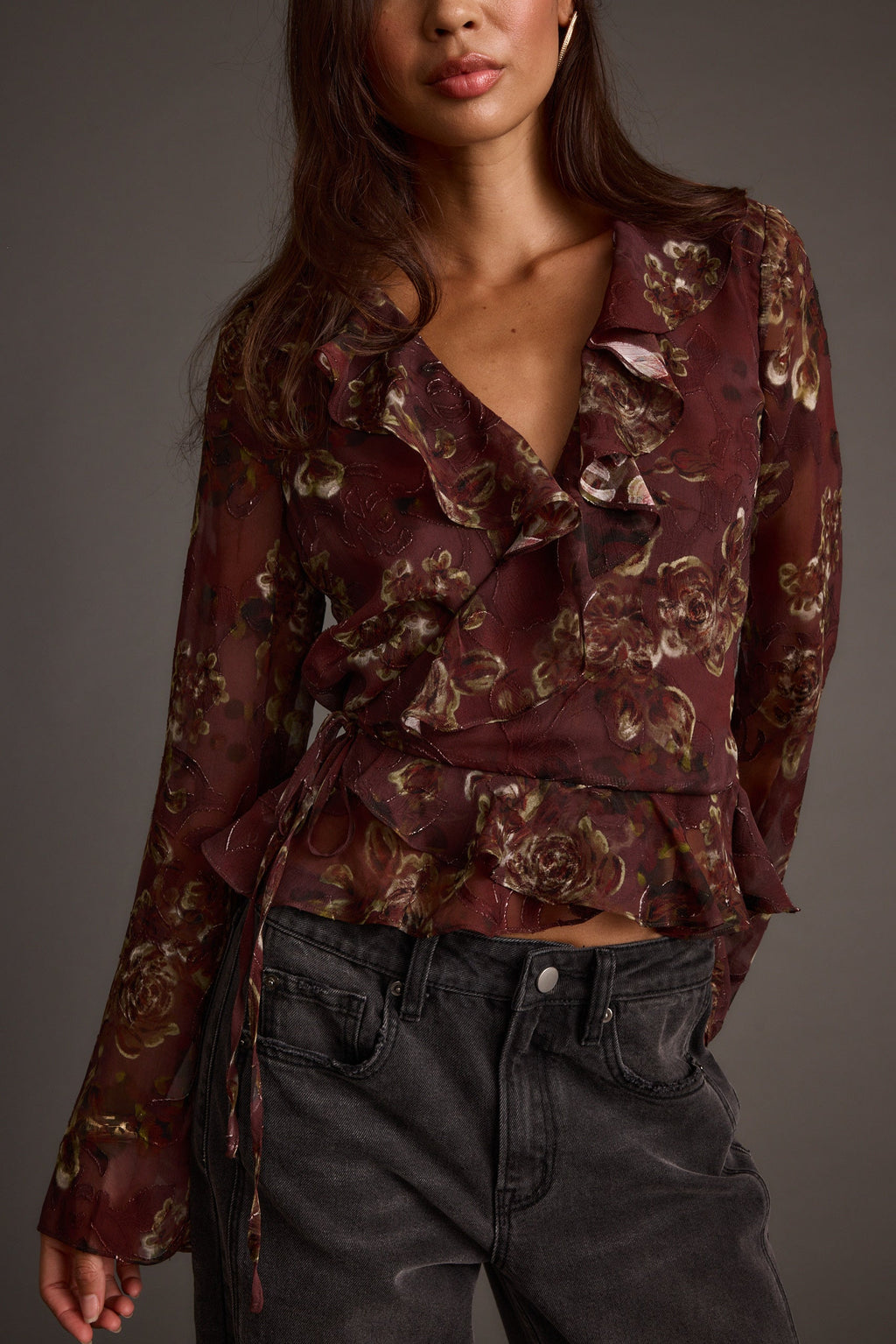 Dominique Plum Floral Blouse