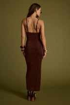 Elena Brown Slinky Dress