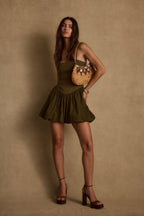 Eternal Olive Bubble Hem Mini Dress