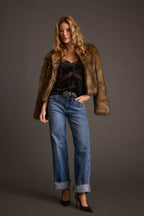 Misty Brown Faux Fur Coat