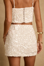Esme White Sequin Mini Skirt