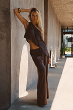 Estelle Espresso Satin Pant