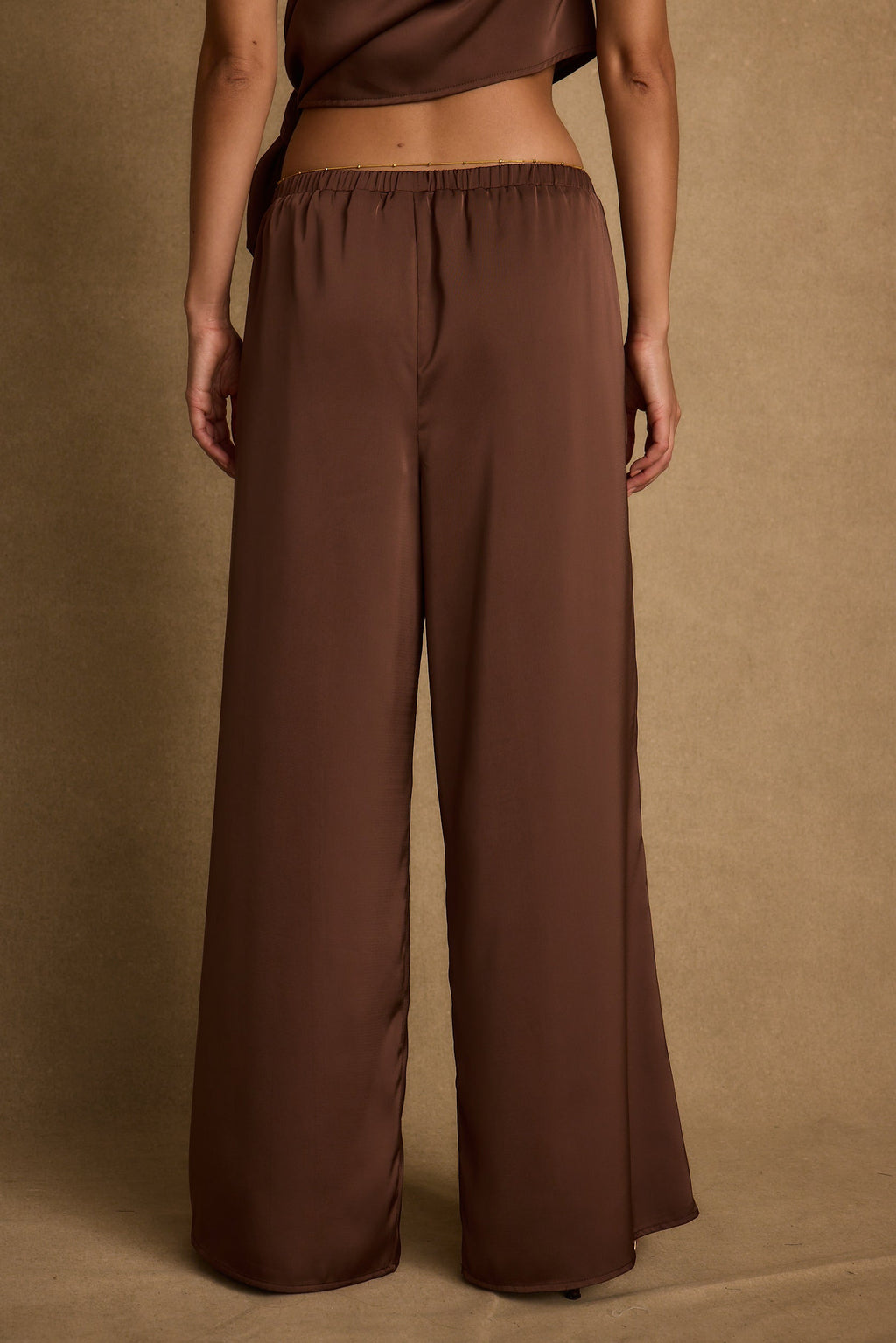 Estelle Espresso Satin Pant