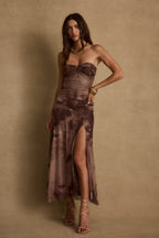 Everly Mocha Mesh Midi Dress