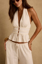 Franca Natural Linen Halter Top