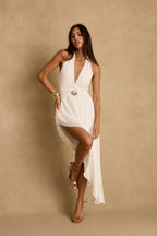 Francesca White Halter Midi Dress