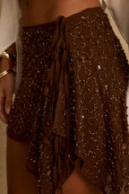 Freya Mocha Beaded Sarong