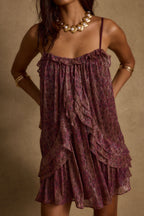 Golden Hour Raspberry Ruffle Mini Dress