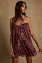 Golden Hour Raspberry Ruffle Mini Dress