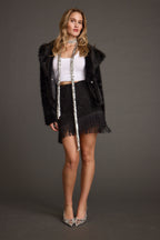 Gracelyn Black Fringe Mini Skirt