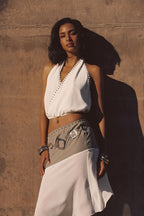 Georgia White Studded Halter Top