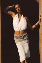 Georgia White Studded Halter Top