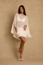 Havana Ivory Chiffon Cape Dress