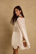 Havana Ivory Chiffon Cape Dress