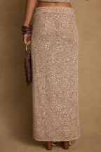 Ibiza Champagne Sequin Maxi Skirt