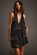 Izzie Black Beaded Mini Dress