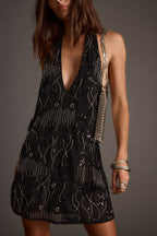 Izzie Black Beaded Mini Dress