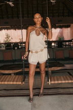 Jada Ivory Embellished Halter Top