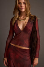 Janie Mulberry Blur Mesh Top