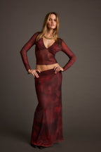 Julia Mulberry Blur Mesh Maxi Skirt