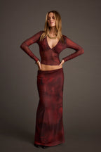 Janie Mulberry Blur Mesh Top