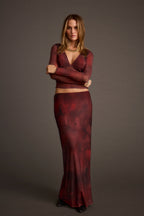 Julia Mulberry Blur Mesh Maxi Skirt