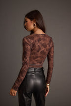 Janie Mocha Floral Mesh Top