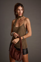 Jessika Taupe Chiffon Scarf Top