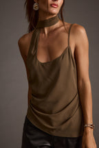 Jessika Taupe Chiffon Scarf Top