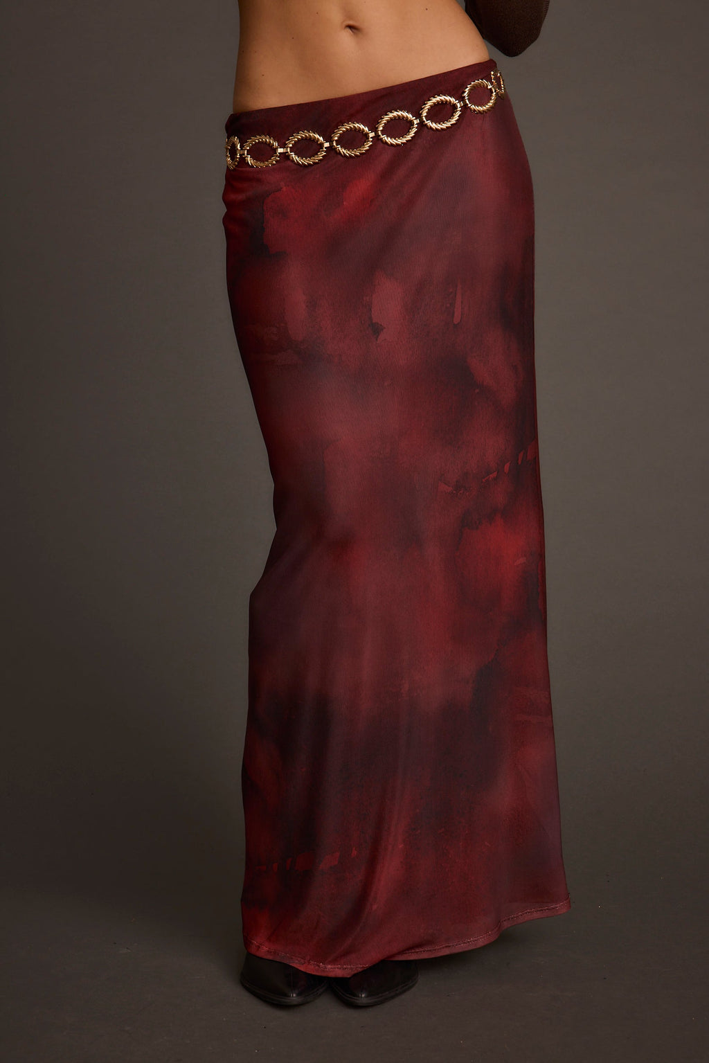 Julia Mulberry Blur Mesh Maxi Skirt