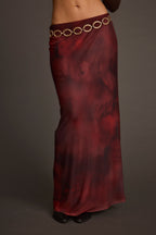Julia Mulberry Blur Mesh Maxi Skirt