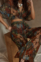 Kaia Multicolor Metallic Floral Pant