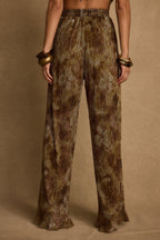 Kaia Moss Metallic Floral Pants